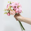 Zerzsy Pink Peonies Artificial Flowers, 10pcs Burgundy Faux Peonies, Silk Flower FakePeonies Artificial Flowers Bouquet for Centerpiece Table Wedding Home Decor