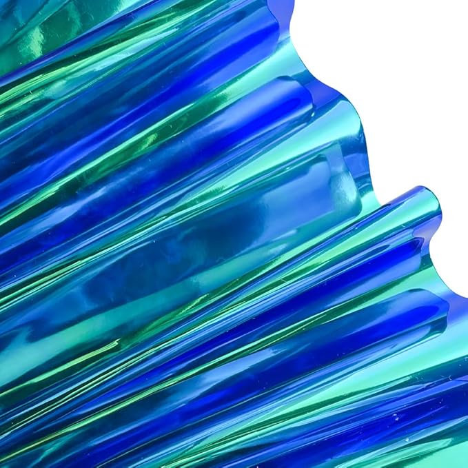 ONEART | 16 Gauge Holographic Iridescent Plastic Vinyl, 16"x54" Solid Vinyl Fabric-Opaque Green