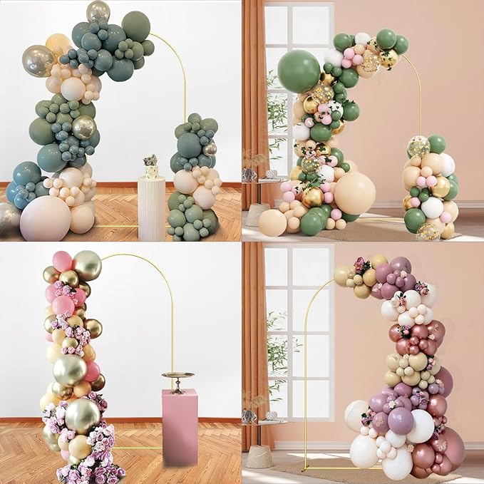 Wedding Arch Backdrop Stand 6FT Gold Wedding Balloon Arched Backdrop Stand Square Arch Frame for Birthday Party Bridal Baby Shower Ceremony Decoration, ZG02-3
