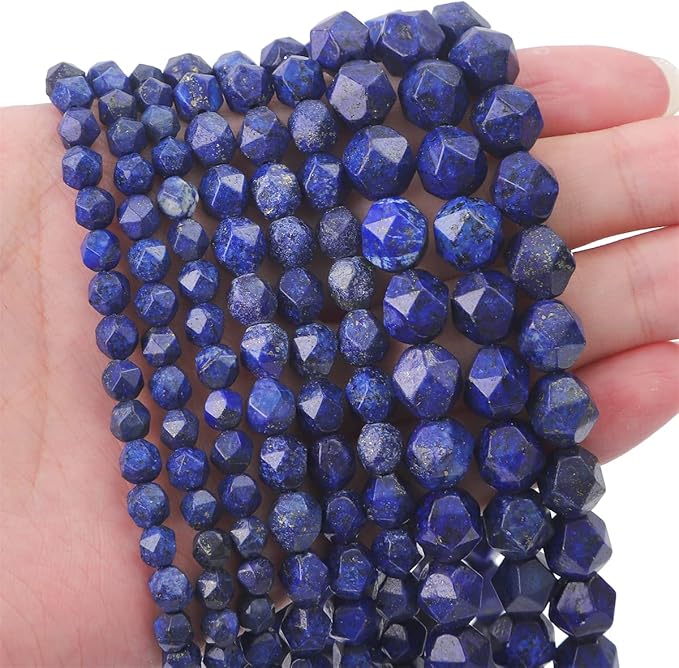 Faceted Natural Lapis Lazuli Stone Round Beads 8mm 36cm/Strand for Jewelry Making