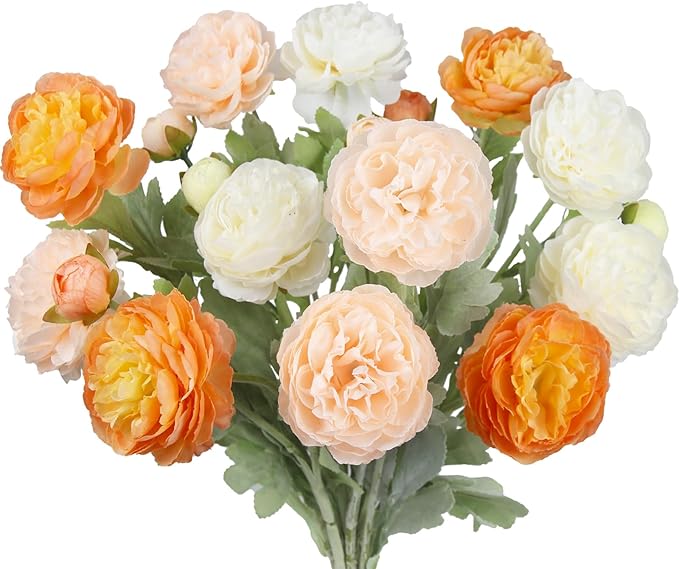 6 Pcs Artificial Flowers Silk Peony Rose Single Stem Fall Artificial Flowers Faux Peony Bouquet Floral Arrangements Bundle Fake Flowers Bulk for Table Centerpiece Wedding Farmhouse Home