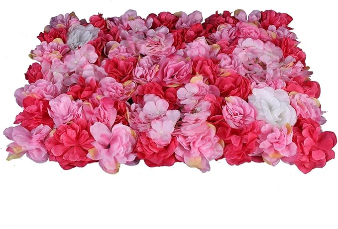 6Pcs 15.75"x 23.62"x 0.79" Artificial Flower Wall Panels,Flower Wall Mat Silk Flower Panels for Outdoor Garden Backyard Fence Fence Privacy Screen and Indoor Wall Decor (6Pcs Rose Red)