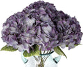 2Bouquets Artificial Fake Flowers Plants Silk Hydrangea Arrangements Wedding Bouquets Decorations Plastic Floral Home Kitchen Garden Party Festival Bar DIY (Grey Purple)