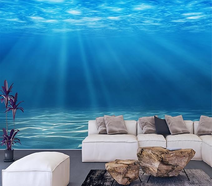 Cliouar-Waterfall in Underwater Light and Shadow Mural Wallpaper Peel and Stick 137" x 102"