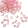 100PCS Cherry Blossom Acrylic Beads, Gold-Plated Flowers Beads for Jewelry Making, Pink Floral Spacer Bead for Keychains Earrings Bracelets Necklaces Lanyard DIY Handicrafts