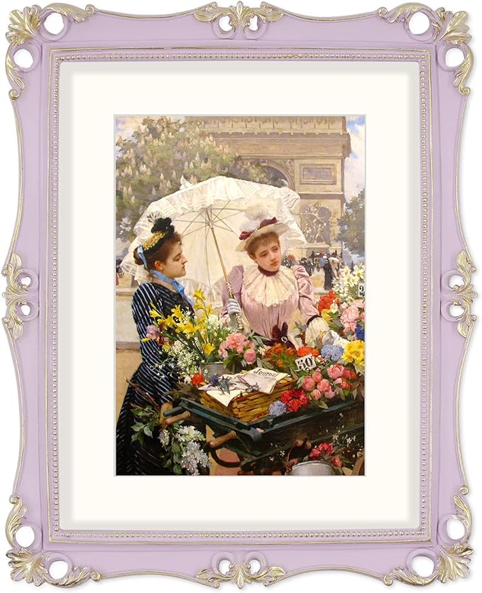 SIMON'S SHOP 11x14 Picture Frame Matted to 8x10, Vintage Poster Frames for Gallery Wall Display, Lilac Photo Frames 11x14 with Mat, Antique Home Décor