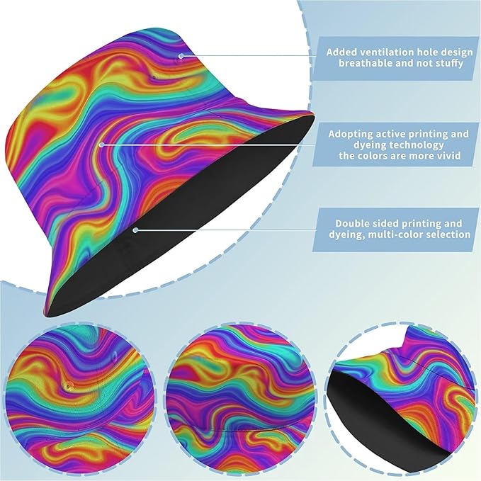 Bucket Hat for Women Men Unisex Sun Cap Packable Outdoor Fisherman Hat Headwear,Reversible Double-Side-Wear