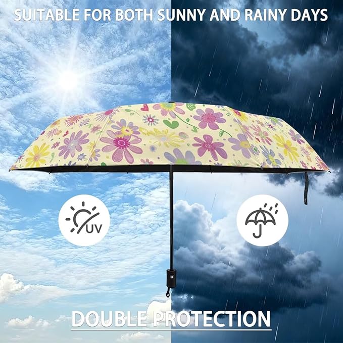 Umbrellas for Rain Lightweight Travel Umbrella 42" Canopy UV Protection Sun Umbrella Windproof Compact Umbrellas