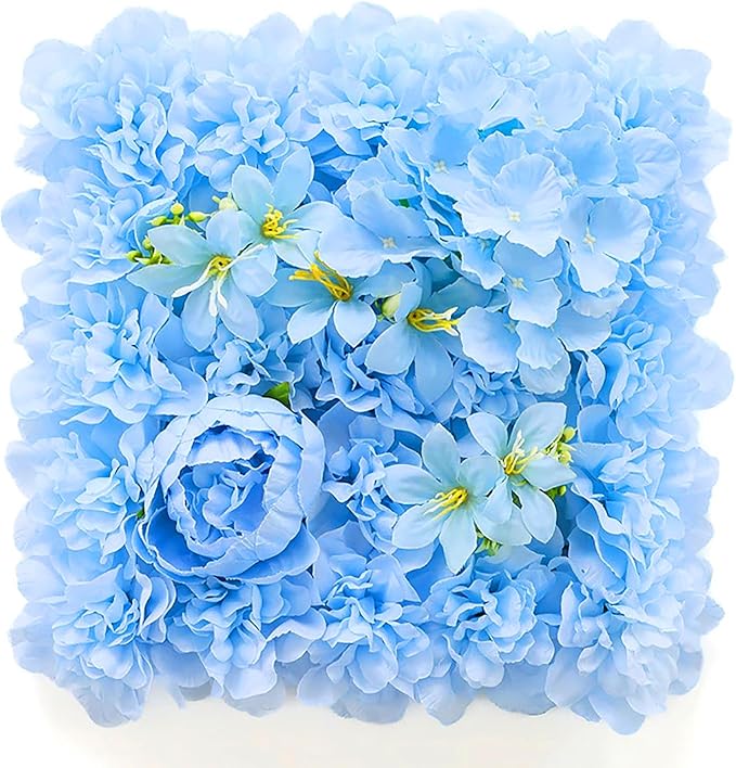 Flower Wall Backdrop, 12PCS 10.6"-15.7" Artificial Flower Wall Panel with Various Styles, 3D Floral Wall Decor for Wedding Photo Background Festive Party Home Decoration (G-D004, 10.6*10.6in)