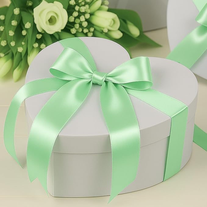 Fullive 1 1/2 Inch Apple Green Satin Ribbon, 30Yards Ribbon for Gift Wrapping, Polyester Christmas Tree Ribbons for Birthday Easter Christmas Decorations DIY Bows Wrapping Bouquet Floral Arrangements