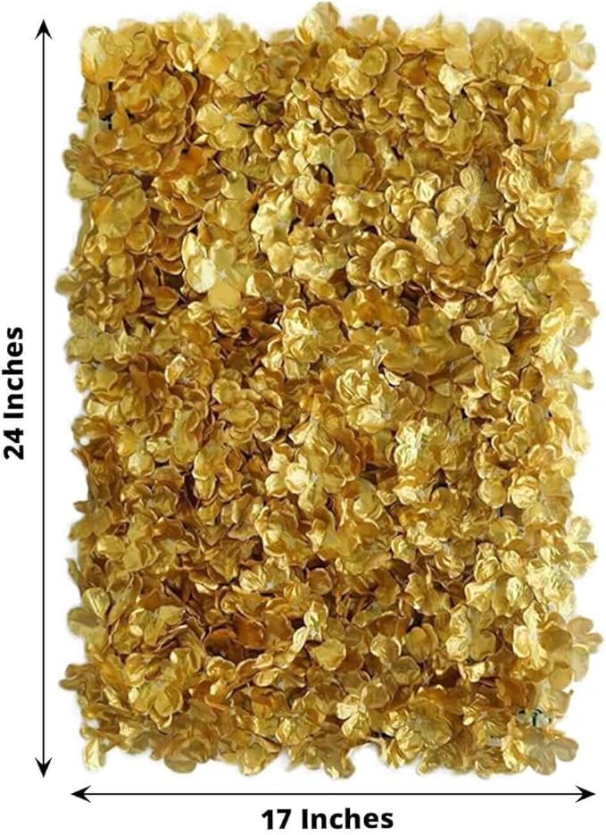 Efavormart 4 PCS Gold Silk Hydrangea Flower Mat Wall Wedding Event Decor for DIY Centerpiece Arrangement Party Decorations
