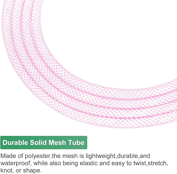 Mesh Tube Ribbon 45 Yards, 4mm Elastic Fabric Ribbons Mesh Tubing for Crafts/Gift Wrapping/Flower Bouquets/Wedding/Birthday/Holiday/Wreaths Christmas/Decoration[Pink]