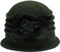 ZLYC Women Wool Cloche Bucket Hat 1920s Vintage Dress Winter Hats with Flower Accent