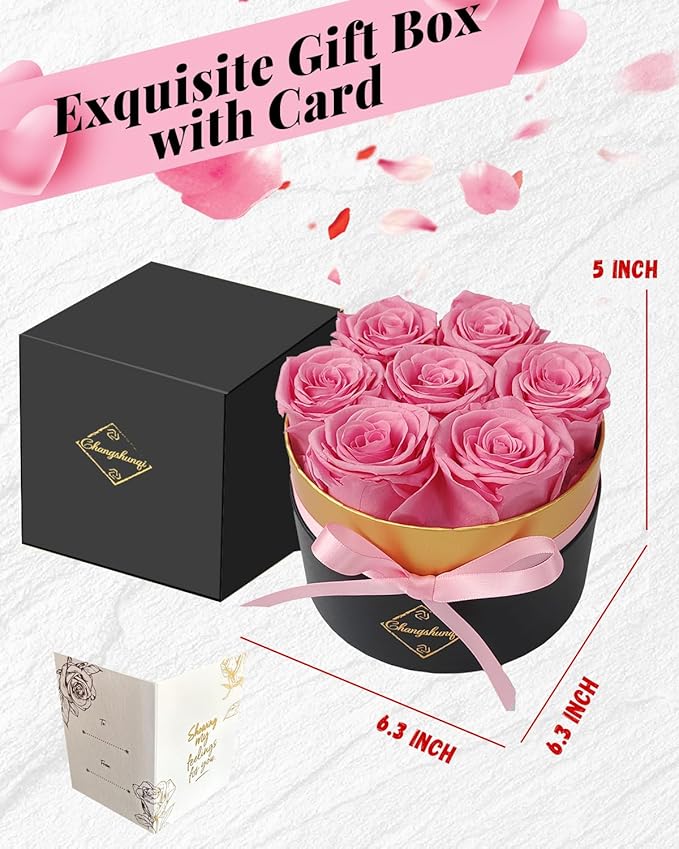 Preserved Roses in a Box, Forever Real Rose Preserved Flowers for Delivery, Eternal Rose Last 2-3 Years, Anniversary Birthday Roses Forever Gifts for Women Mothers, Wife, Her, Mom
