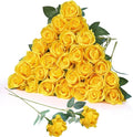 30pcs Fake Roses Artificial Silk Flowers Long Stems Bouquet for Wedding Bridal Shower Party Home Decoration (Yellow)