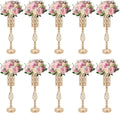 10 PCS Gold Wedding Centerpiece Vases, 24.02in Metal Crystal Wedding Centerpiece Vases, Crystal Metal Flower Vase Stand, for Wedding Party Reception, Dining Room Living Room Décor