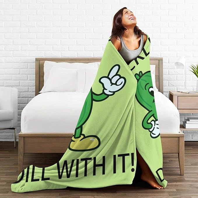 Pickle Blanket Cute Pickle Throw Blanket Vegetable Soft Cozy Fleece Fuzzy Stuffed Plush Flannel Gifts for Girls Women Boys Kids Adults 60"X80"