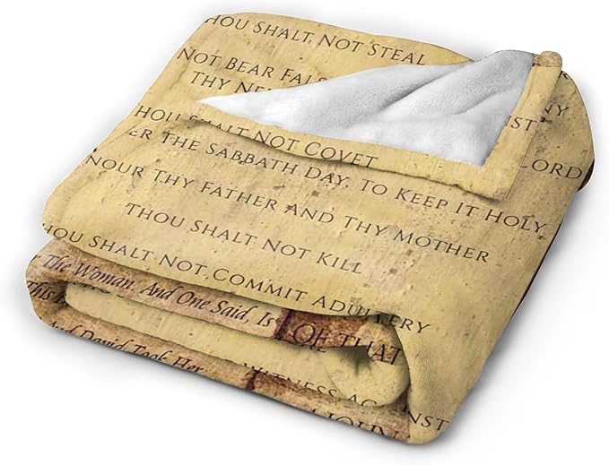 Christian Bible Blanket 10 Commandments Throw Blanket Christian Gifts and Decor Religious Bible Verse Blanket for Women Men Kids Adults Soft Warm Cozy Fleece Blanket for Couch Sofa Bed 60"x50"