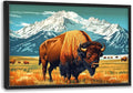 Bison Cow Large Decor Framed Wall Art Western Mountain Pictures for Living Room, Animal Oversized Canvas Print Painting Modern Extra Large Framed Artwork for Bedroom Office Home Decor 36"x24"
