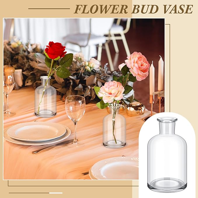 Lallisa 108 Pcs 3.15 Inches Small Glass Bud Vases Bulk Mini Flower Vases for Centerpieces Decorative Glass Bottles Vintage Rustic Decoration for Wedding Dining Table Home Decor