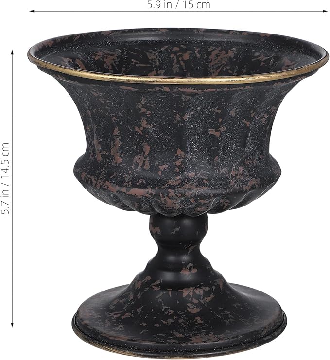 FUOYLOO Vintage Metal Urn Planter, Tall Urn Planter for Indoor Outdoor Plants, Farmhouse Bucket Flower Pots, Garden Pillar Flowerpot, Suitable for Home Office Wedding Desktop Ornament