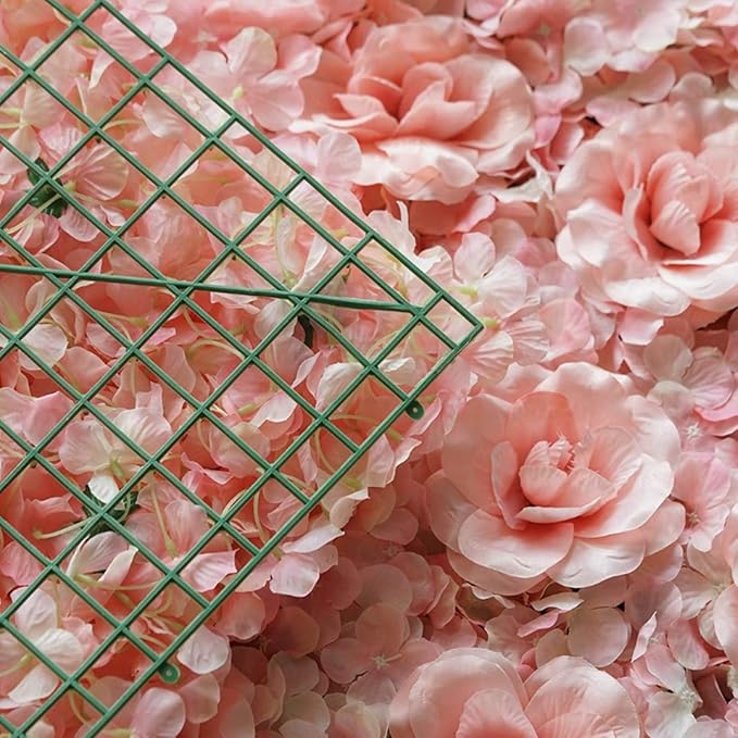 Gdrasuya10 12 Pcs Artificial Flower Wall Panels 3D Flower Background Panel for Wall, 40x60cm Wedding Flower Decorations Wall Silk Rose Panels for Party, Nail, Photo Areas, Stage Background (Pink)