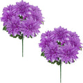 Hollyone 2Pcs Purple Artificial Dahlia Flowers Bush 7 Heads Silk 15.7" Fake Dahlias Flowers Wedding Bouquets Faux Dahlia Flower Floral Arrangements for Outdoor Indoor Table Centerpieces Home Decor