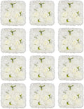 12Pcs Artificial Flower Wall Panel,3D 15" X 15" Silk Rose Mat Artificial Flower Wall,Decorative Backdrop Flower Panels Wall for Wedding Party Stage Baby Shower Decor (White)