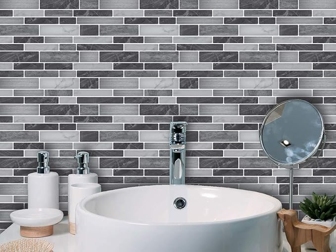 Art3d 10-Sheet Self-Adhesive Tile Backsplash for Kitchen, Vinyl Decorative Marble Tiles, 30 * 30cm