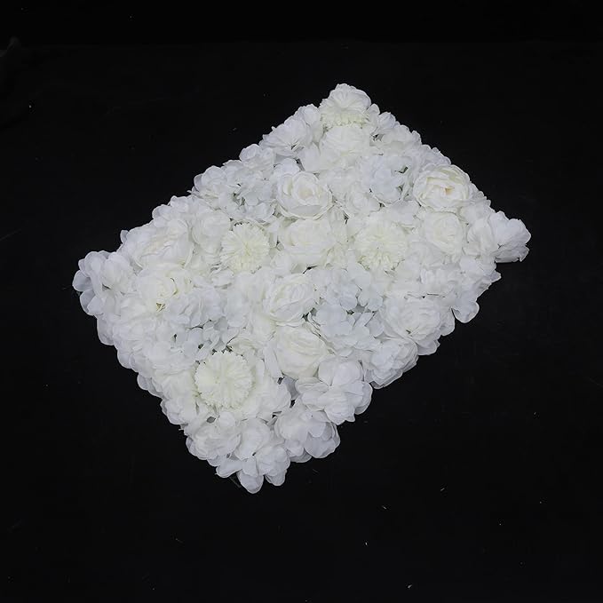 Gdrasuya10 6pcs Realistic Flower Wall Background Artificial Flowers Wall Backdrop Panel 3D Silk Rose Fake Flower Wall Panel Banquet Wedding Party Decor, Photography Background 60 x 40 cm