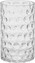 6" Wide 10" High Decorative Glass Cylinder Vase with Dimpled Circle Pattern, 8 Inch Tall, Clear (1, 6"x10")