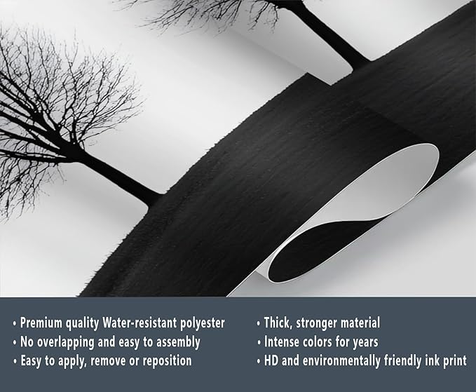 KIREUPA Minimalist Tree Wall Mural, Elegant Tree Silhouette Poster 3d Wall Murals, Modern Forest Wallpaper Mural, for Living Room Bedroom Large Wallpaper Indoor Decor 78.7" W x55.1 H