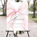 Personalized Pink Bow Baby Shower Welcome Sign, Custom Minimalist Bow Baby Girl Party Sign, Baby's Shower Gifts, Birthday Gifts, Gender Reveal Decorations, Newborn Announcement Party Supplies - 13