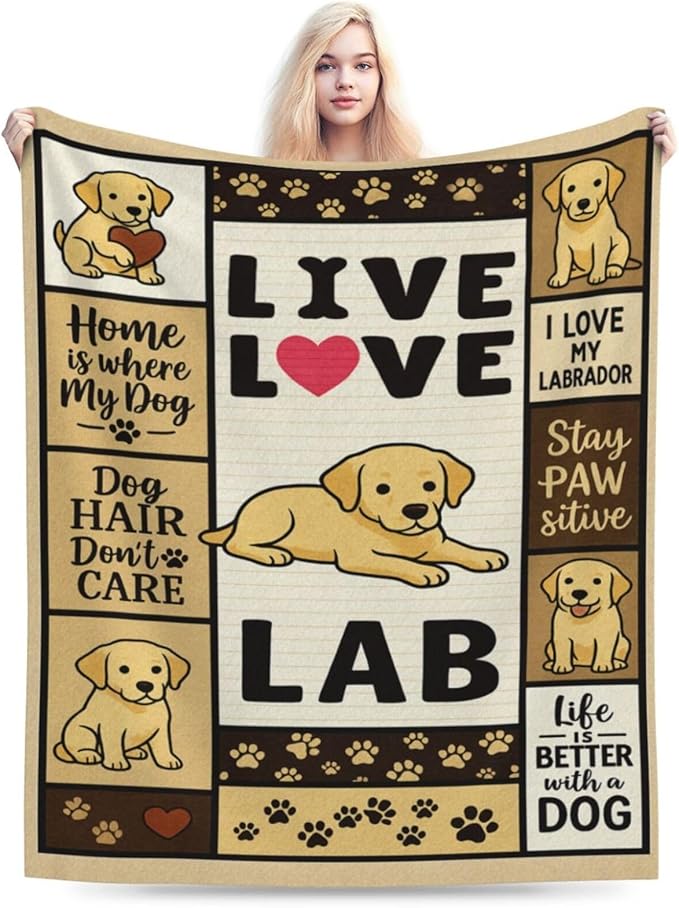 Labrador Retriever Blanket Cute Dog Throw Blanket Love Lab Puppy Soft Cozy Fleece Fuzzy Stuffed Plush Flannel Animal Gifts for Girls Women Boys Kids Adults 40''x50''
