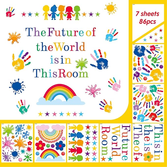 Inspirational Wall Decals for Kids Motivational Classroom Decor with Removable Quotes The Future of The World is in This Room Peel and Stick Wall Stickers Bedroom Nursery School Playroom