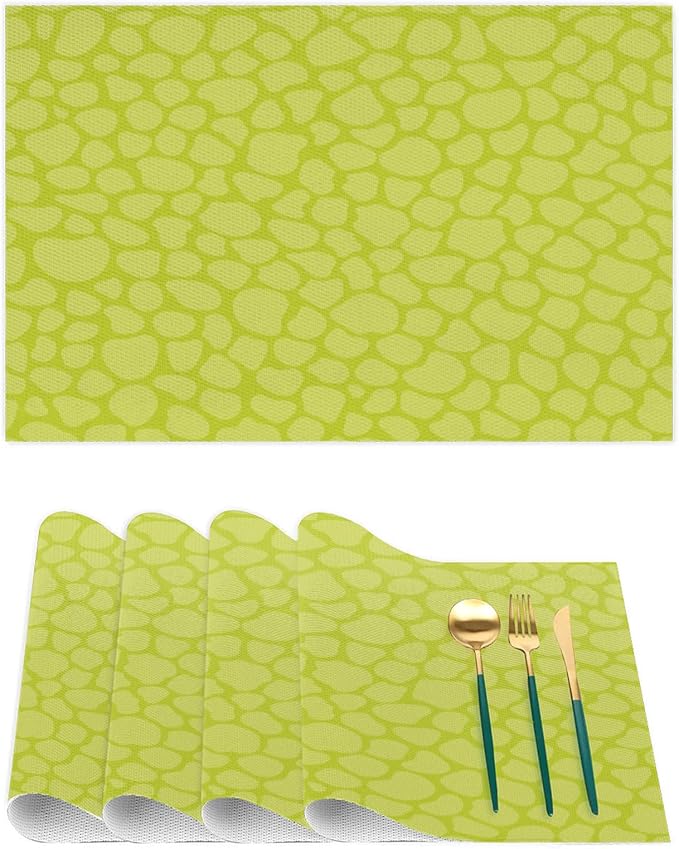 Sage Green Modern Placemats Set of 1 PVC Vinyl Non Slip Table Mats Waterproof Heat Resistant Place Mats Washable Wipeable Dining Table Mat for Kitchen Party Farmhouse Indoor Outdoor Decorative