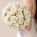 Fake Roses Faux Flowers 24PCS Silk Roses Artificial Roses with Stems Realistic Artificial Flowers Suitable for Indoor Home Decoration DIY Bouquet Wedding Decor Party Decor 16.5In (White)