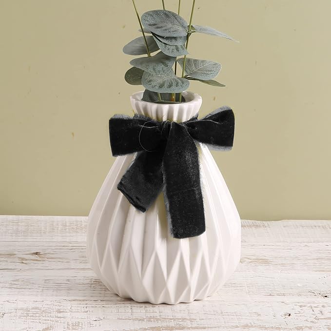 Velvet Ribbon for Gift Wrapping Black Handmade Fringe Ribbons for Crafts Bouquet Halloween Decorations 2 Rolls 1 1/2 Inch x 2 Yd (4 Yards Total)