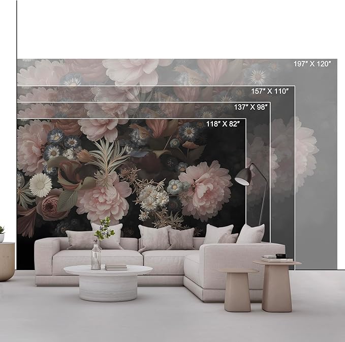 Floral Wall Murals Peel and Stick murals Removable Waterproof Large Wallpaper for Living Room Bedroom(Color-1, 137×98 inch)