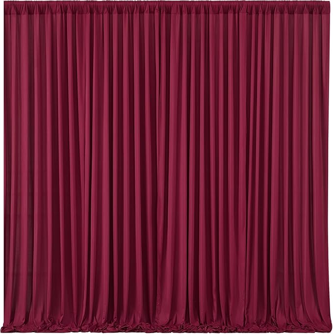 Burgundy Backdrop Curtains - 8 Panel Wrinkle-Free Polyester Photography Drapes for Baby Shower & Birthday Party - 32 X 10FT