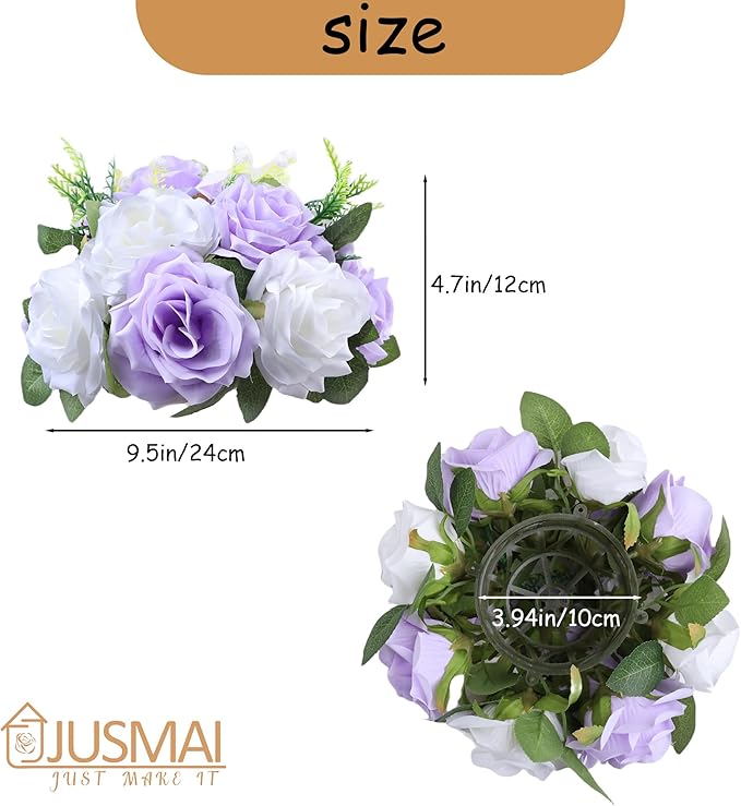 Artificial Lavender White Flower Ball - 4 Pcs Wedding Table Centerpiece Decorations for Flower Arrangements