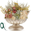 1 Pcs Metal Compote Bowl for Centerpiece Flower Holder Small Compote Vase Indoor Outdoor Flowers Fruits Plant for Christmas Wedding Home Party Decoration (Medium,Silver)