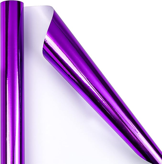 RUSPEPA Purple Metallic Wrapping Paper - Solid Color Paper Perfect for Halloween, Birthday, Christmas, Baby Shower - 17 Inches X 32.8 Feet