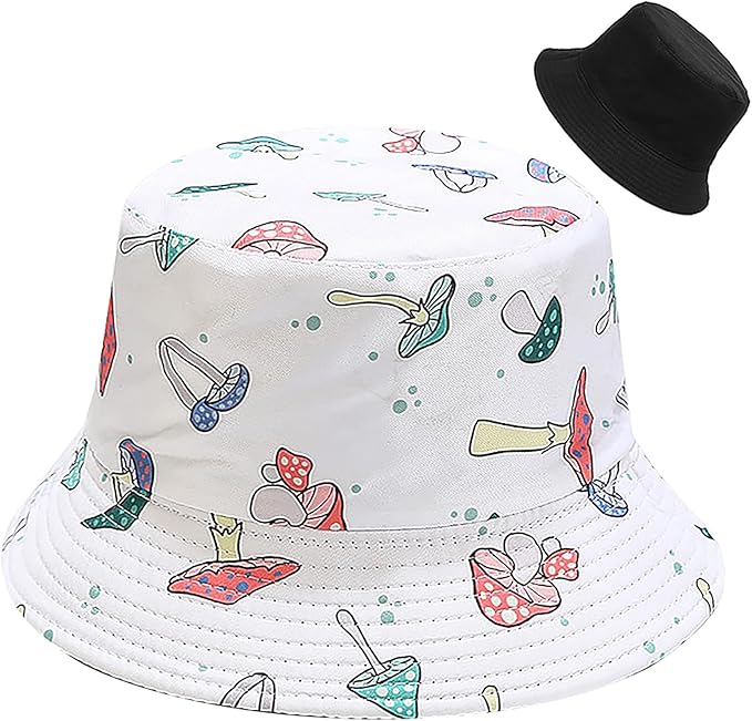 Malaxlx Unisex Bucket Hat Beach Sun Hat Aesthetic Fishing Hat for Men Women Teens, Reversible Double-Side-Wear