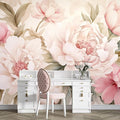 Pink Floral Wallpaper Large Peony Flowers Wall Mural for Girls Room Bedroom（Not Peel and Stick）