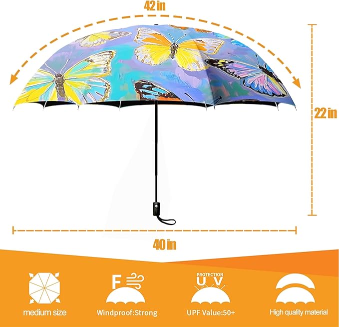 Small Compact Travel Automatic Folding Umbrella for Women, Portable Lightweight, Rain, Wind, UV Sun Shade