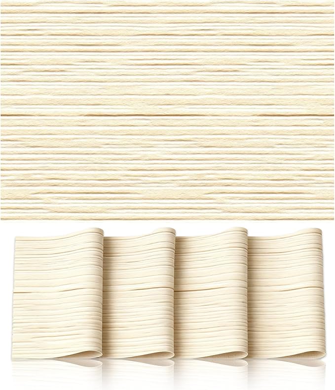 Farmhouse Style Natural Wood Linen Fabric Grain Placemats Set of 4, Table Mats for Dining, Heat-Resistant Tabletop Place Mats 12x18 Inch Backing For Picnic Kitchen for Indoor Decor, Light Beige