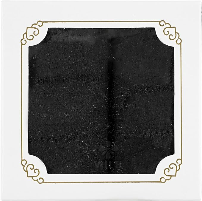 MEEDEE Black Chiffon Ribbon 3 Inch Frayed Ribbon Chiffon Silk Ribbons Black Fringe Wide Chiffon Ribbons for Crafts, Flower Bouquet, Wedding Favors Wrapping (2 Rolls 10 Yards)