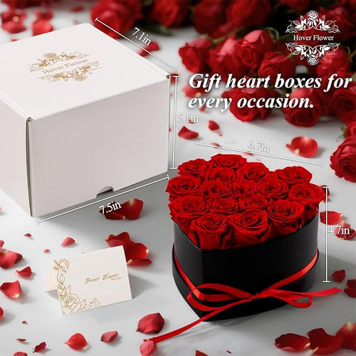 16 Forver Preserved Flowers in a Heart Box, Flowers for Her,Eternal Roses Flowers for Delivery Prime, Flowers Birthday Gifts for Women Mom Grandma Wife - Red