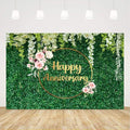 Ticuenicoa 5x3ft Green Grass Wall Floral Happy Anniversary Backdrop for Flower Love Cheers to 10 Years 50th Wedding Birthday Party Supplies Decorations Banner Photo Booth Props Gifts Background